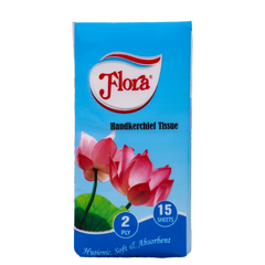 FLORA HANDKERCHIEF TISSUE 2PLY 15 SHEETS