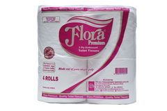 FLORA PREMIUM TOILET PAPER ROLL 3PLY - FOUR PACK