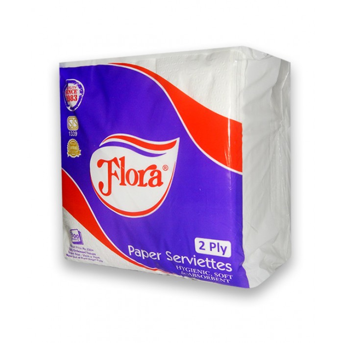 Flora Paper Serviettes Mini Napkin Party Supplies 100 Sheets White Full  Embossed