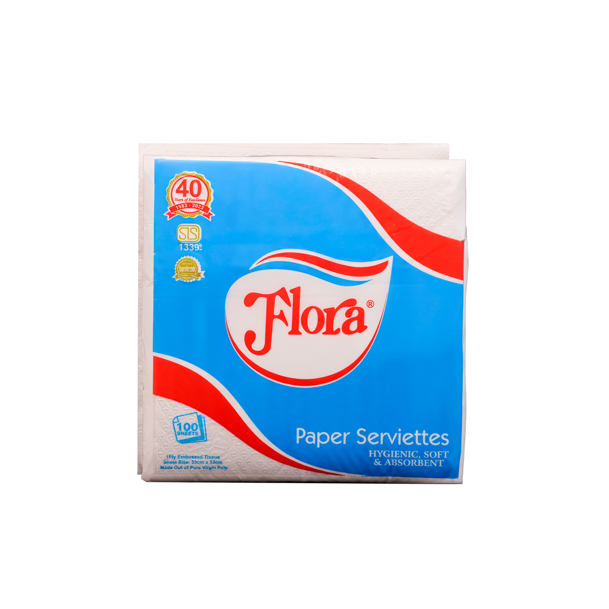 FLORA PAPER SERVIETTES 1PLY 100 SHEETS