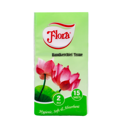 FLORA HANDKERCHIEF TISSUE 2PLY 15 SHEETS