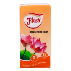 FLORA HANDKERCHIEF TISSUE 2PLY 15 SHEETS
