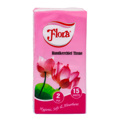 FLORA HANDKERCHIEF TISSUE 2PLY 15 SHEETS