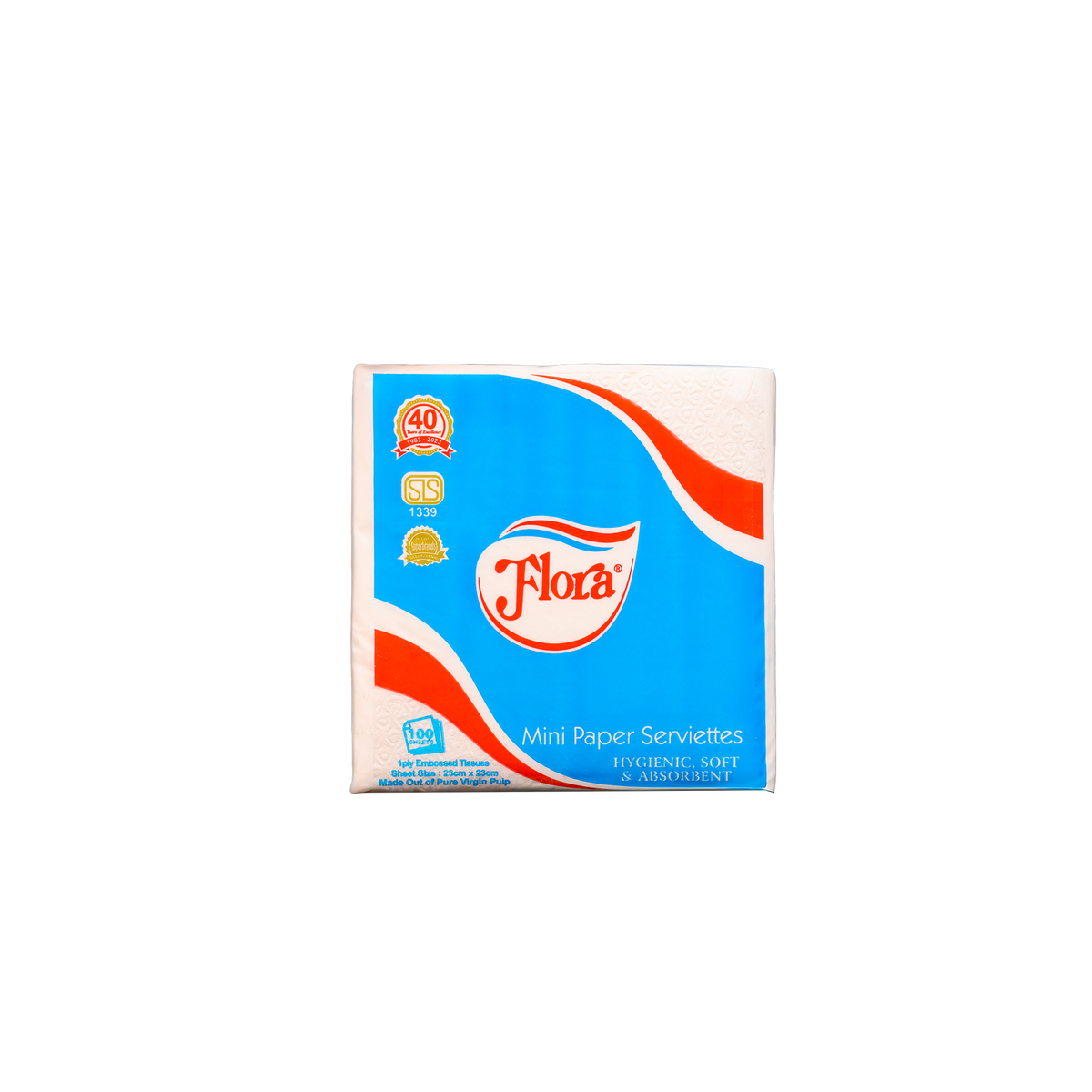FLORA MINI PAPER SERVIETTES 1PLY 100 SHEETS